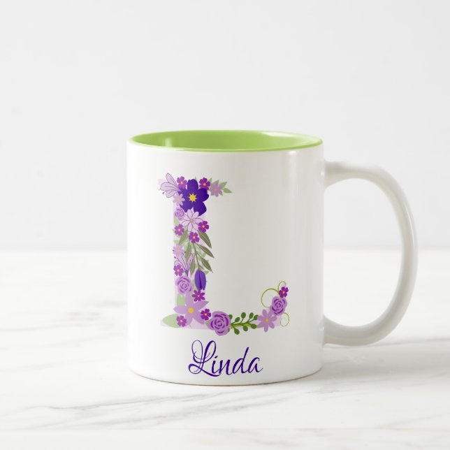 11 oz Lavender Purple Monogrammed Coffee Mug (Right)