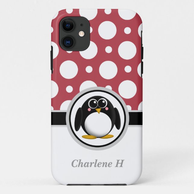 11 Penguin Red Assorted Pois iPhone 5 Coque (Dos)