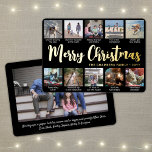 11 Photo Black Merry Christmas Modern Collage Foil Holiday Card<br><div class="desc">Send stylish joyful greetings and share 11 of your favourite pictures with a custom photo collage black, white and gold foil holiday card. All text on this template is simple to personalize to include any wording, such as Merry Christmas, Happy Holidays, Seasons Greetings, New Year Cheers etc. (IMAGE PLACEMENT TIP:...</div>