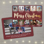 11 Photo Burgundy Merry Christmas Modern Collage Foil Holiday Card<br><div class="desc">Send stylish joyful greetings and share 11 of your favourite pictures with a custom photo collage burgundy and gold foil holiday card. All text on this template is simple to personalize to include any wording, such as Merry Christmas, Happy Holidays, Seasons Greetings, New Year Cheers etc. (IMAGE PLACEMENT TIP: An...</div>