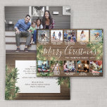 11 Photo Christmas Greenery, Wood & Lights Folded Holiday Card<br><div class="desc">Send stylish joyful greetings and share 11 of your favourite pictures with a custom photo collage folded holiday card. All text on this template is simple to personalize to include any wording, such as Merry Christmas, Happy Holidays, Seasons Greetings, New Year Cheers etc. (IMAGE PLACEMENT TIP: An easy way to...</div>