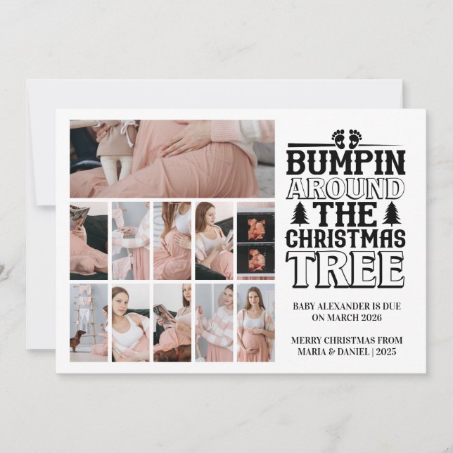 11 Photo Christmas Tree Pregnancy Announcement (Front)