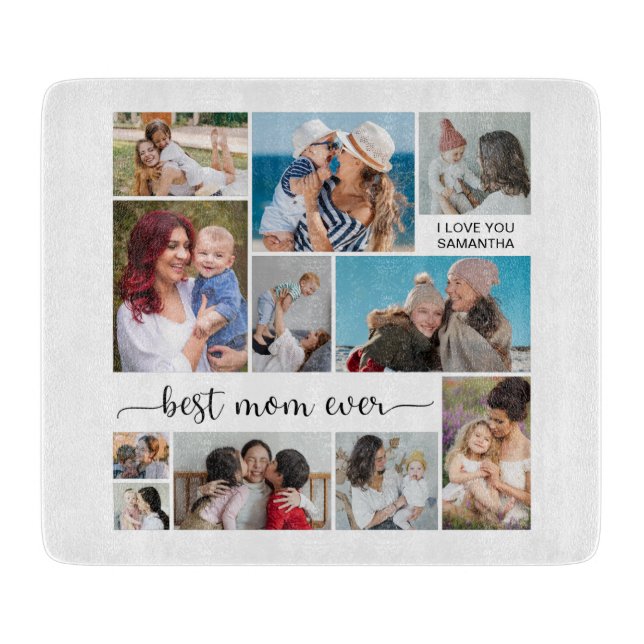   11 Photo Collage Best Mom Ever Cutting Board (Front)