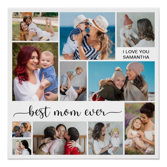 11 Photo Collage Best Mom Ever Glossy Poster (Front)