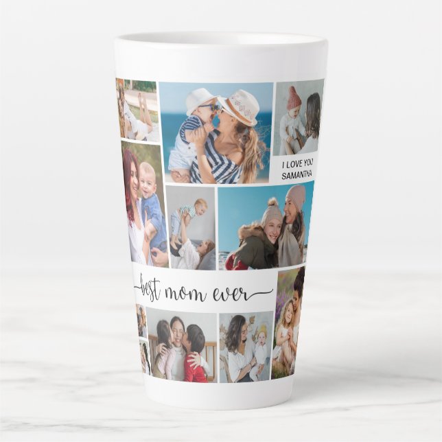 11 Photo Collage Best Mom Ever Latte Mug (Front)