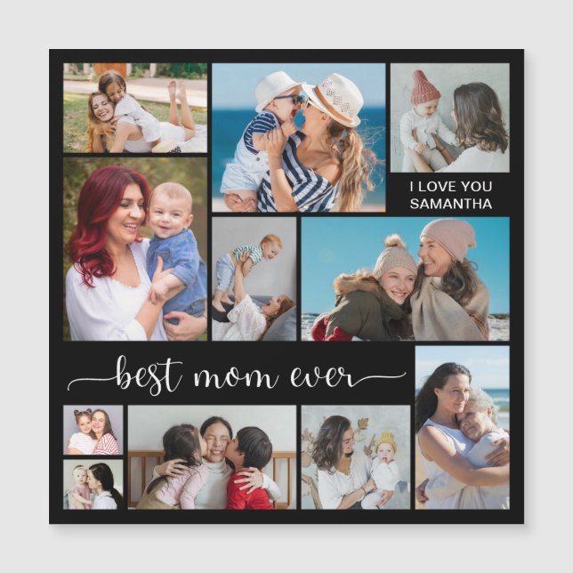 11 Photo Collage Best Mom Ever Magnetic Card (Front)