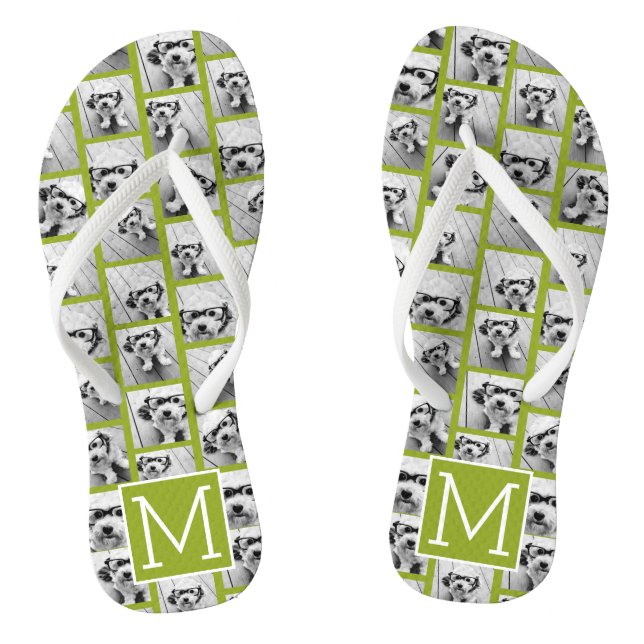 11 Photo Collage - Minimal Grid with Text Flip Flops (Footbed)