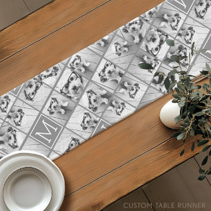 11 Photo Collage - Minimal Grid with Text Short Table Runner