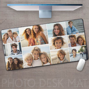 11 Photo Collage - Modern, Minimal White Desk Mat