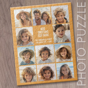 11 Photo Collage - Modern Orange White Text Jigsaw Puzzle