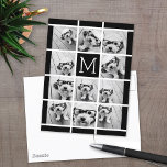 11 Photo Collage Monogram CAN EDIT COLOR Postcard<br><div class="desc">Use up to eleven square or selfie phone photos to create a unique and personal gift. Or you can keep the hipster puppy and make a trendy keepsake. If you need to adjust the pictures,  click on the customize tool to make changes.</div>