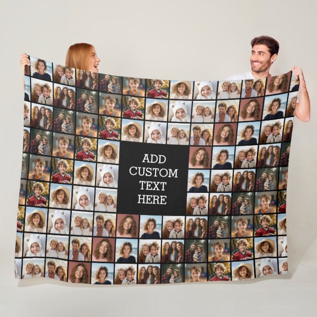 11 Photo Collage Pattern - Custom Monogram Fleece Blanket (In Situ)
