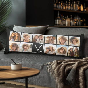 11 Photo Grid Collage with Monogram Body Pillow