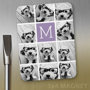 11 Photo Grid Collage with Monogram Magnet