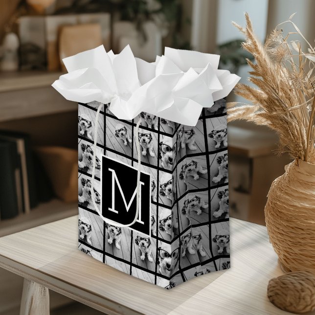 11 Photo Grid Collage with Monogram Small Gift Bag (Custom Gift Bag)