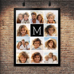 11 Photo Instagram Collage Custom Black Monogram Poster<br><div class="desc">Black and White - Use up to 11 square photos to create a unique and personal gift. Or you can keep the hipster puppy and make a trendy keepsake. If you need to adjust the pictures,  click on the customize tool to make changes.</div>