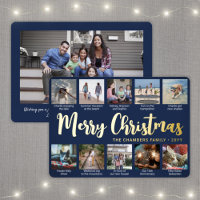 11 Photo Navy Blue Merry Christmas Modern Collage