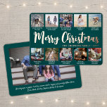 11 Photo Teal Green Merry Christmas Modern Collage Foil Holiday Card<br><div class="desc">Send stylish joyful greetings and share 11 of your favourite pictures with a custom photo collage teal and rose gold foil holiday card. All text on this template is simple to personalize to include any wording, such as Merry Christmas, Happy Holidays, Seasons Greetings, New Year Cheers etc. (IMAGE PLACEMENT TIP:...</div>