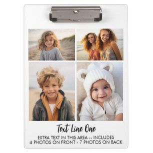 11 Photos - 4 Front, 7 Back - Black Text on White Clipboard