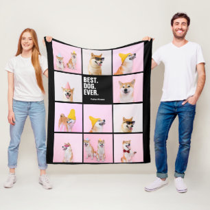 11 photos collage personalized Best Dog Ever Fleece Blanket