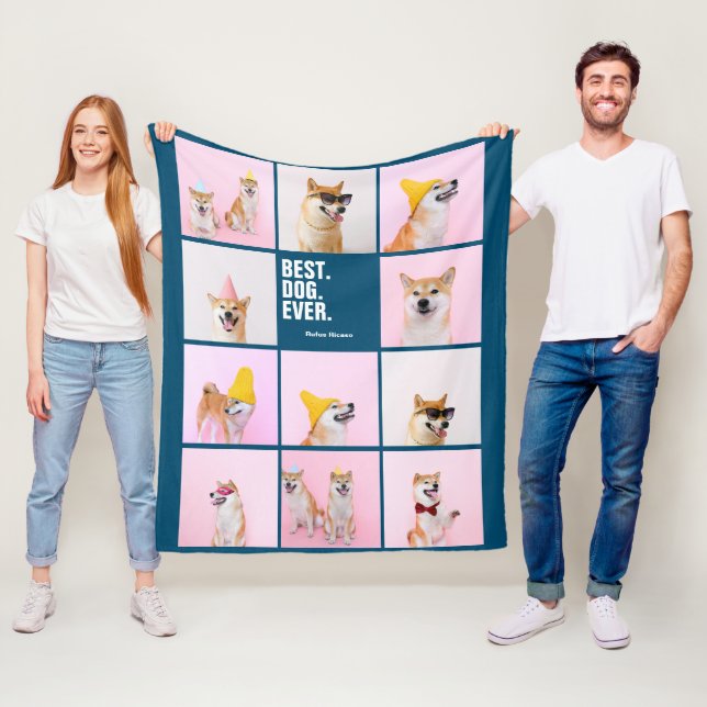 11 photos collage personalized Best Dog Ever Fleece Blanket (In Situ)
