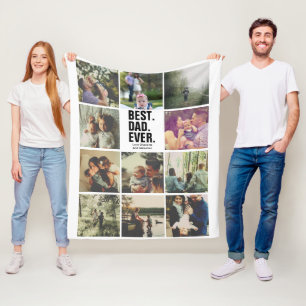 11 photos collage personalized Fathers Day Fleece Blanket