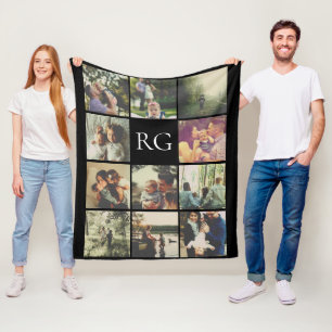 11 photos collage personalized fleece blanket