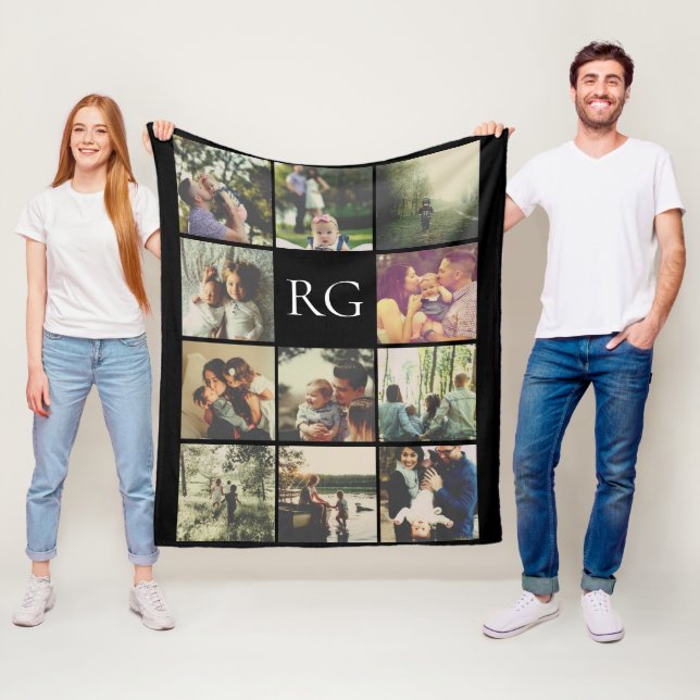 11 photos collage personalized fleece blanket (In Situ)