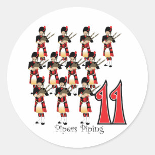 11 Pipers Piping Classic Round Sticker