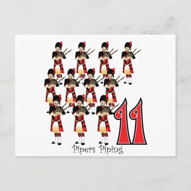 11 Pipers Piping Postcard (Front)