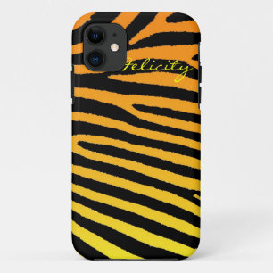 11 Rayures néon jaune orange de zèbre coque iphone 5