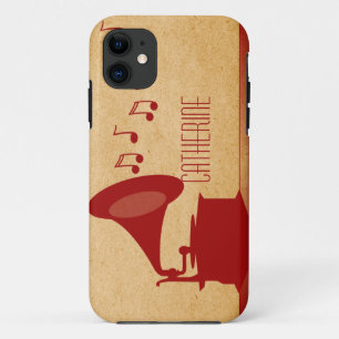 11 Red Vintage Gramophone BT ID iPhone 5 Coque