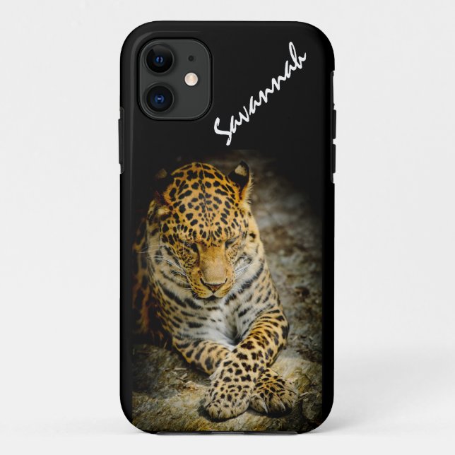 11 Repose personnalisée Leopard iPhone 5 ou 5S Coque (Dos)