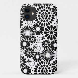 11 Retro noir fleurs blanches iPhone 5 Coque