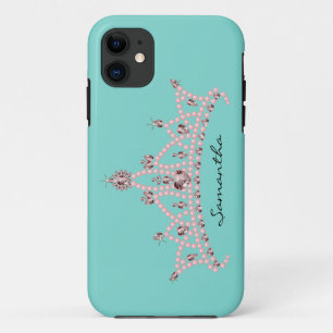 11 Rhinestone Tiara iPhone 5 Coque-Mate Coque (aqua)