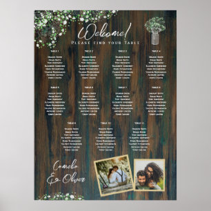 11 Table Rustic Wood Gypsophila PHOTO SEATING Foam Poster