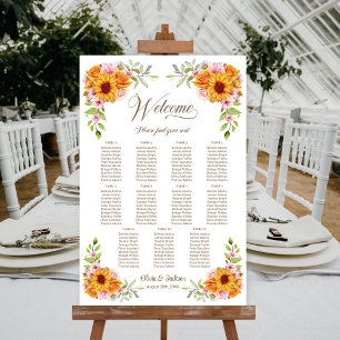 11 Table Sunflower Wedding Seating Chart
