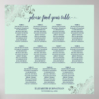 11 Table Wedding Seating Chart Mint Green & Navy
