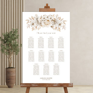 11 Table White Floral Wedding Seating Chart