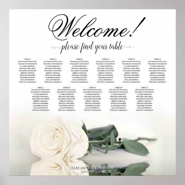 11 Tableau Ivoire blanc Rose Mariage Tableau de si (Devant)