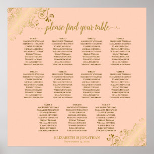 11 Tableau Mariage Planche de corail et or