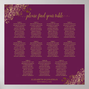 11 Tableau Mariage Sièges Cassis Purple Gold