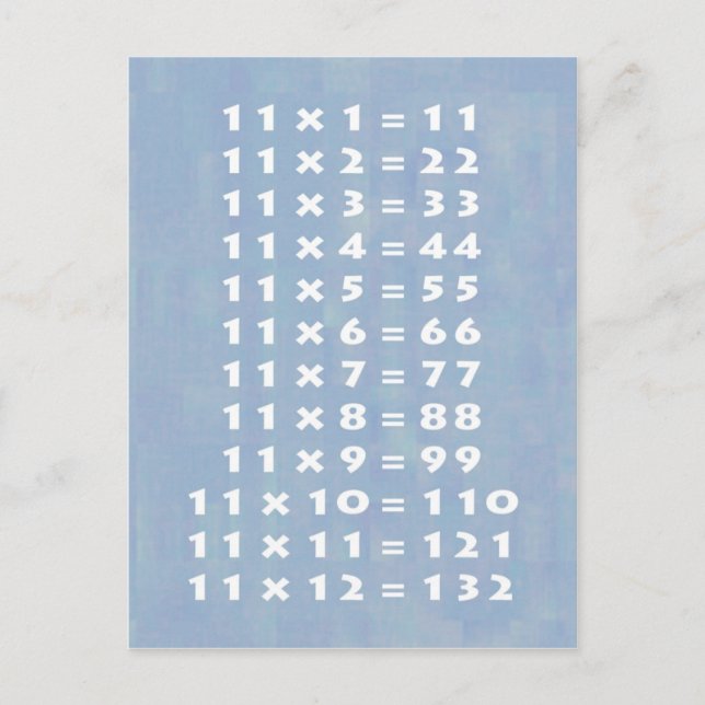 #11 Times Table Postcard Fun Kids & Teacher (Front)
