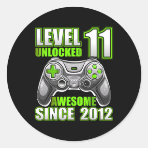 11 Unlocked Awesome 2012 Video Game 11th Birthday  Classic Round Sticker