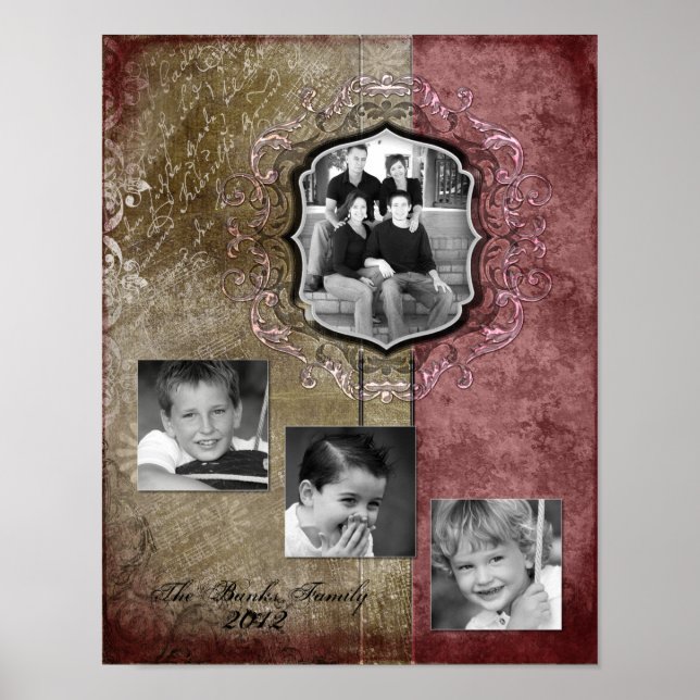 11"x14" 4 Slot Family Collage Montage Elegance Poster (Front)