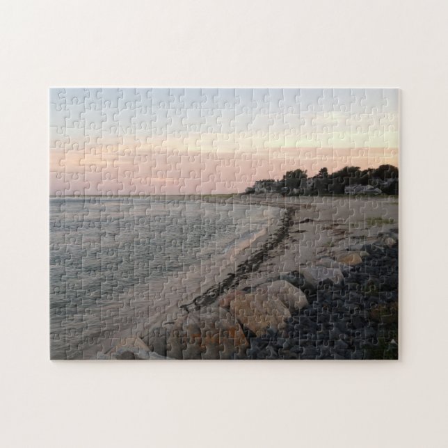 11" x 14", 252 pieces. Dusk on a relaxing beach Ji Jigsaw Puzzle (Horizontal)