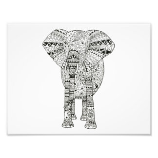 11 x 8.5 Unique Hand Illustrated Elephant Art Photo Print