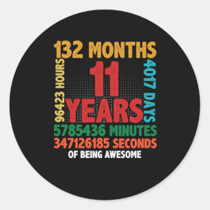 11 Year Of Being Awesome 11th Birthday Gift Classic Round Sticker