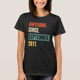 11 Year Old 11th Birthday Awesome Since September T-Shirt