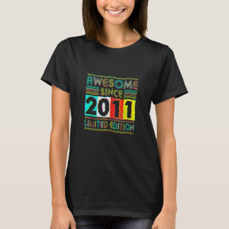 11 Year Old Awesome Since 2011 11th Birthday Retr T-Shirt